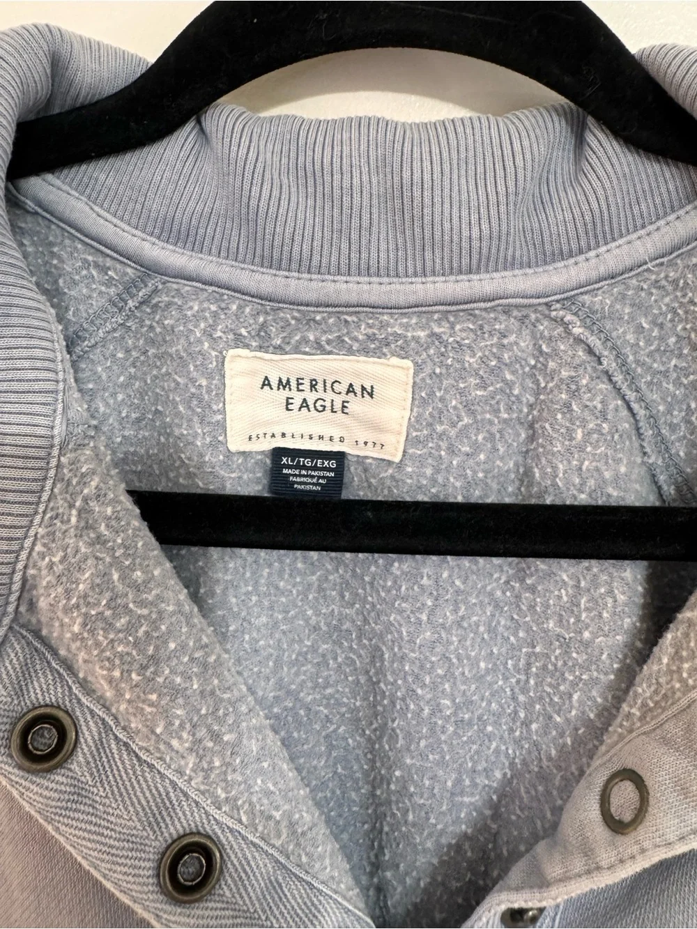 American Eagle Light Blue Snap Pullover